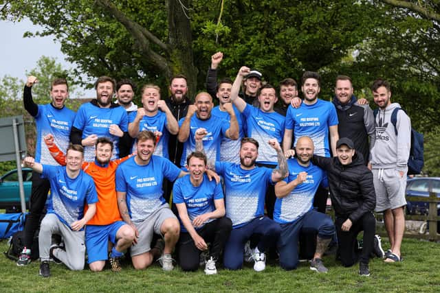 Milton Rovers celebrate after winning the Portsmouth Sunday League title last month. Picture: Chris Moorhouse