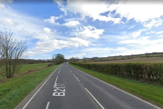 The B2177 in Southwick, between Drove Road and Pitymoor Lane, is blocked in both directions due to a crash. Picture: Google Street View.