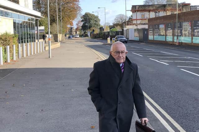 Patrick McLarry, 71, leaving Salisbury Crown Court after he pleaded guilty to defrauding the pension scheme of the Yateley Industries for the Disabled. Picture: Ben Mitchell/PA Wire