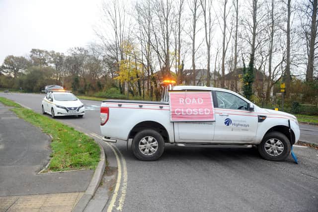 An oil spillage in Ladybridge Road, Purbrook, on Friday, November 20. Picture: Sarah Standing (201120-8834)