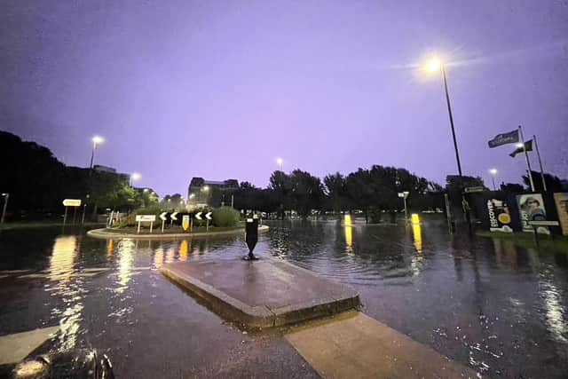 Storm 27th July 2021 the scene near Clarence Pier Roundabout by Jamie Harknett. Instagram: @southseastudio