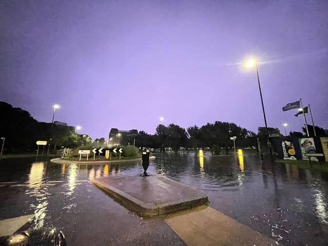 Storm 27th July 2021 the scene near Clarence Pier Roundabout by Jamie Harknett. Instagram: @southseastudio