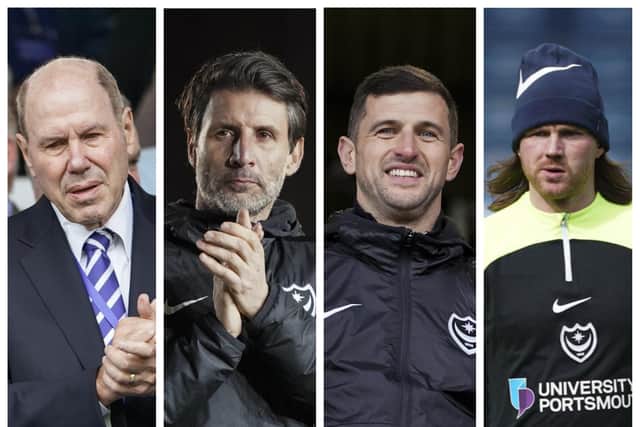 From left: Michael Eisner, Danny Cowley, John Mousinho and Ryan Tunnicliffe