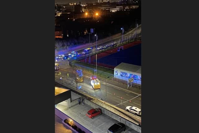 A large emergency services presence attended the scene outside Gunwharf Quays.