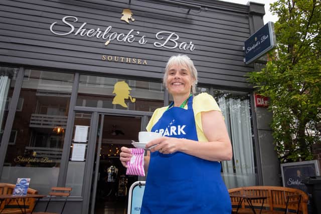Becki Simmons of Spark Community outside Sherlocks Bar Southsea on 2nd June 2021

Picture: Habibur Rahman