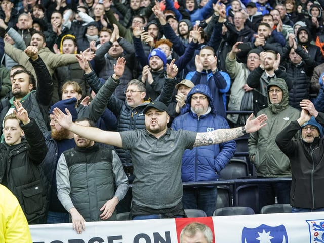Pompey fans at the Tottenham Hotspur Stadium.