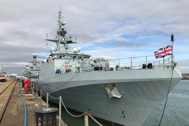 HMS Tamar alongside at Portsmouth Naval Base for the first time after arriving on Sunday. Photo: Royal Navy