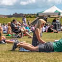 Crowds enjoying the opening Live at The Bandstand event of the season in Castle Field, June 22, 2022. Picture: Mike Cooter (120622)