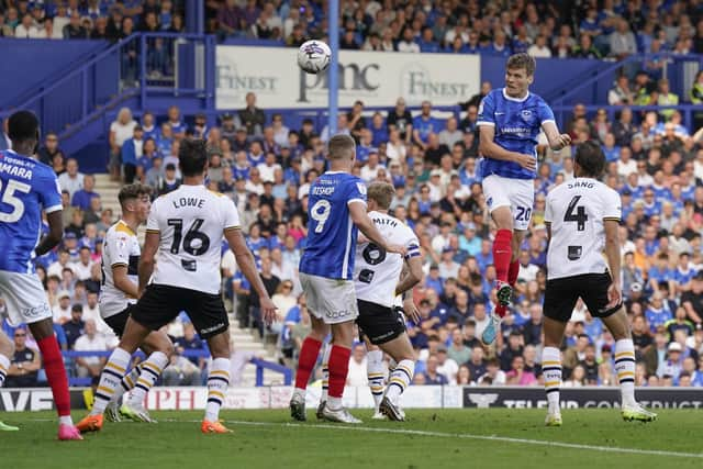 Pompey defender Sean Raggett in the win over Port Vale. Pic: Jason Brown.