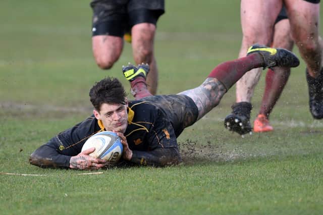Gavin Fewell scores one of his two tries for Southsea Nomads against Stoneham. Picture: Neil Marshall
