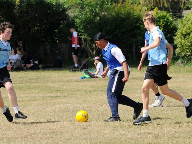 Year 10s playing football (160622-6777)