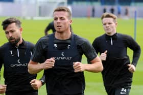New boys Conor Shaughnessy and Terry Devlin join Joe Rafferty for the first day of full pre-season training. Picture: Sarah Standing (290623-8883)