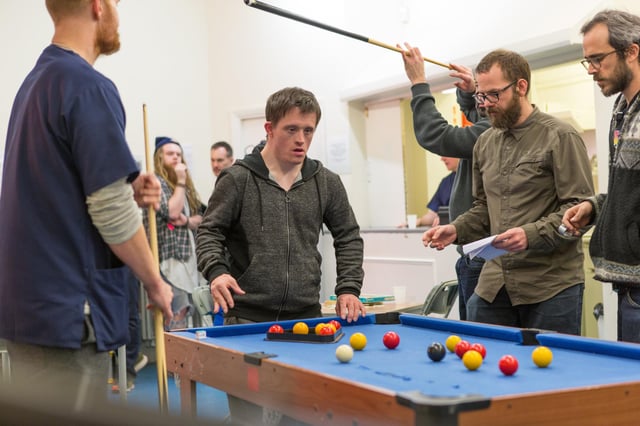 Filming Innocence, with actor Tommy Jessop, centre, and director Ben Reid, right.