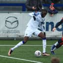 Mo Faal, left, was sent off in the first half at Bath for two bookable offences. Picture by Dave Haines