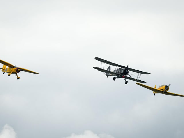 Pictured is: Three aircraft including a Swordfish
Picture: Keith Woodland (080621-79)