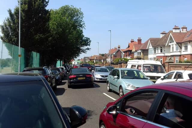 Busy road in Southsea as a result of the closures along the seafront. Picture: Courtesy of J Stainer