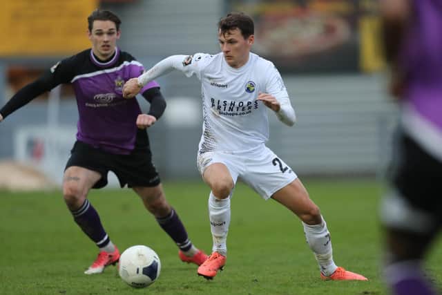 Dorking striker Alfie Rutherford in action for Hawks. Photo by Dave Haines/Portsmouth News