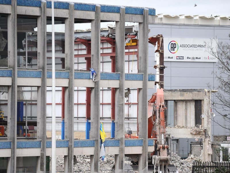 The demolition of the main building is well underway
Picture: Sarah Standing (300124-4918)