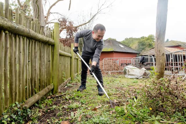 Volunteers from Barratt help out at Marwell Zoo.