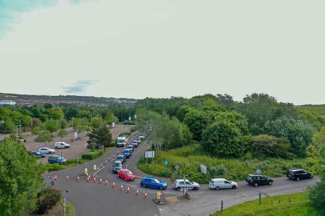 Queues of cars as Port Solent tip reopens on May 11, 2020 in Portsmouth after the first lockdown Picture: Mark Cox