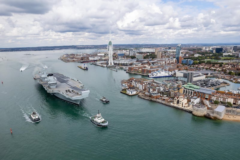 HMS Prince of Wales leaving Portsmouth Harbour on Wednesday afternoon.

Pictured - HMS Prince of Wales

Photos by Alex Shute