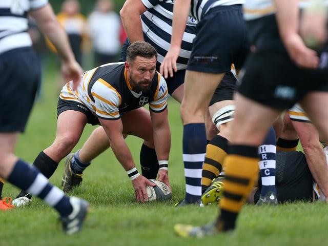 Portsmouth scrum-half Jamie Mac poised to attack. Picture: Chris Moorhouse (jpns 220423-040)
