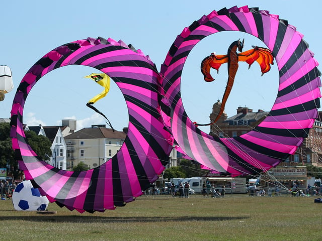 From dragons, to footballs and crocodiles, there was plenty to see at the Portsmouth International Kite festival.Picture: Chris  Moorhouse (270724-09)