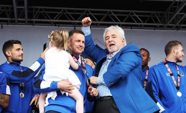 As Pompey chairman, Iain McInnes oversaw the Blues return to League One as champions in May 2017. Picture: Joe Pepler