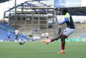 Sam Folarin warming up before the EFL Trophy clash with Fulham Under-21s following his recall from Poole Town. Picture: Jason Brown/ProSportsImages