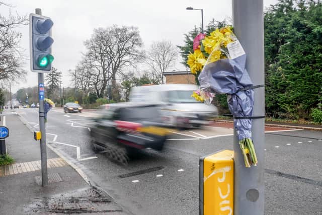 Floral tributes at the crossing when the collision happened in London Road, Waterlooville.
Picture: Habibur Rahman