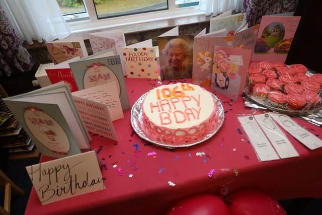 Cake and cards for Doris's birthday. Picture: Sam Stephenson