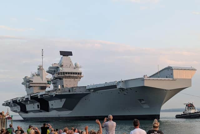 HMS Queen Elizabeth will leave Portsmouth tomorrow afternoon after returning to the naval base a month ago.