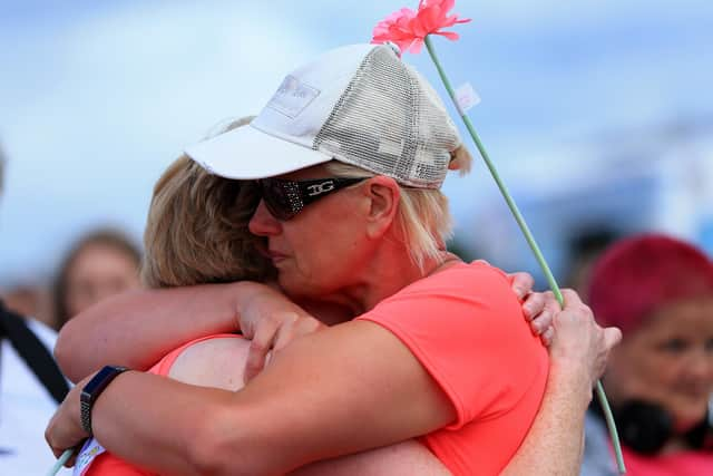 Before the warm up for the 3K and 5K. Race For Life, Southsea Common
Picture: Chris Moorhouse (jpns 030722-46)