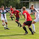 Fleetlands (red/black) could have to play seven Wessex League games in 10 days. Picture: Mike Cooter