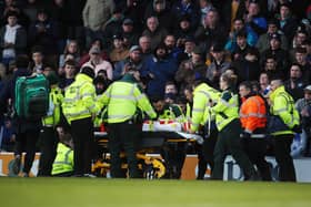 Joel Lynch was stretchered off at Fratton Park earlier this month. Picture: Joe Pepler