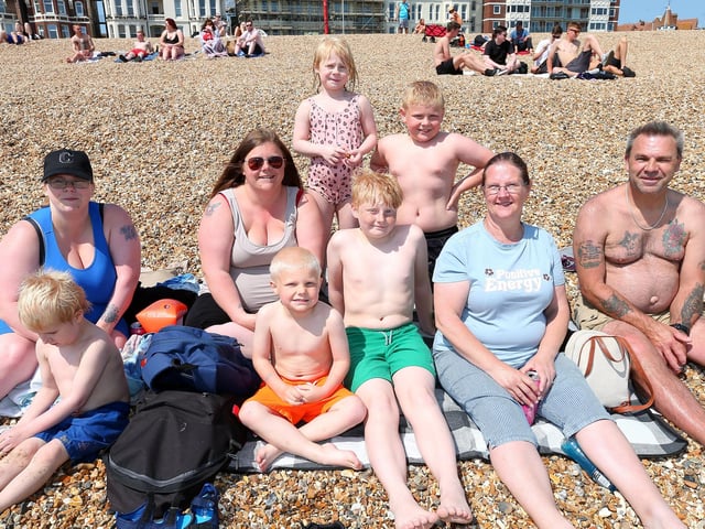The Cottrell and the Overthrow families soaking up the sun rays.