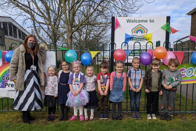 Children return to Mengham Infant School.