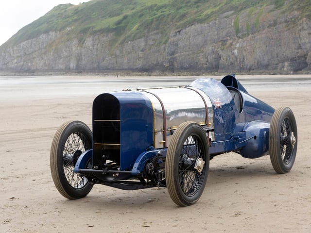 Sunbeam 350hp on the beach at Pendine, where it's returning for the 100th anniversary
