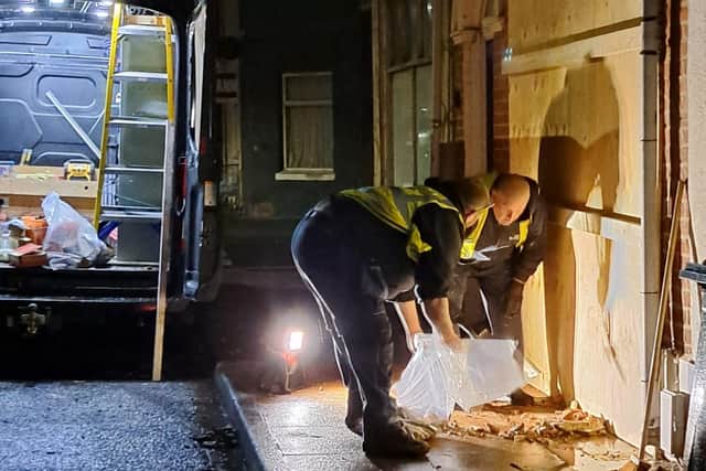 Checks carried out Clair Foster's Guildford Road home in Portsmouth. Pic Clair Foster