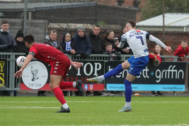 Jake McCarthy scores Hawks' second. Picture by Dave Haines