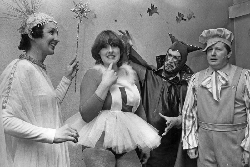 The Westovians Amateur Dramatic Society panto Babes in the Wood in 1980. Pictured left to right are Fairy Queen played by Margaret Quinn, Julie Becke, Fairy Sparkle; Demon King, Jack Parkinson; and Simple Simon, Dennis Hegarty.