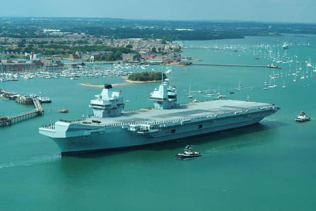 HMS Prince of Wales leaving Portsmouth on Saturday Picture: @CNPics_