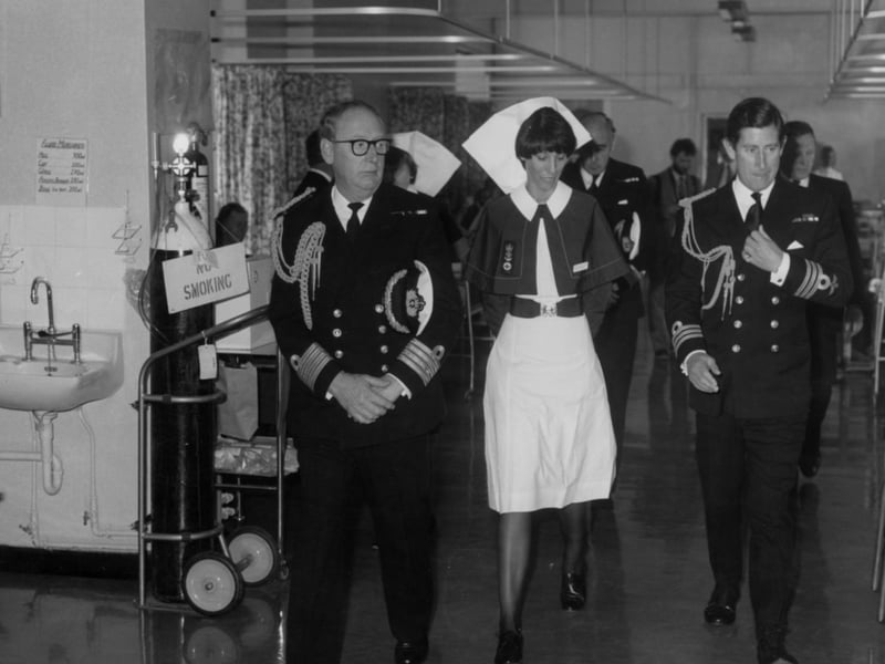 The Prince of Wales visits the Royal Hospital Haslar in 1982