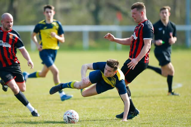 Fleetlands (red/black) v Moneyfields. Picture: Dave Bodymore
