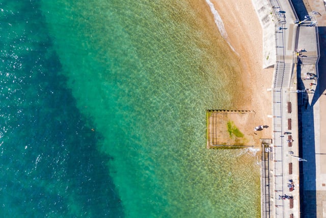 An interesting aerial view of the clear water at the Hot Walls in Old Portsmouth. Taken by Michael Woods from local, family-run business Solent Sky Services. They're PFCO and fully insured commercial drone pilots.