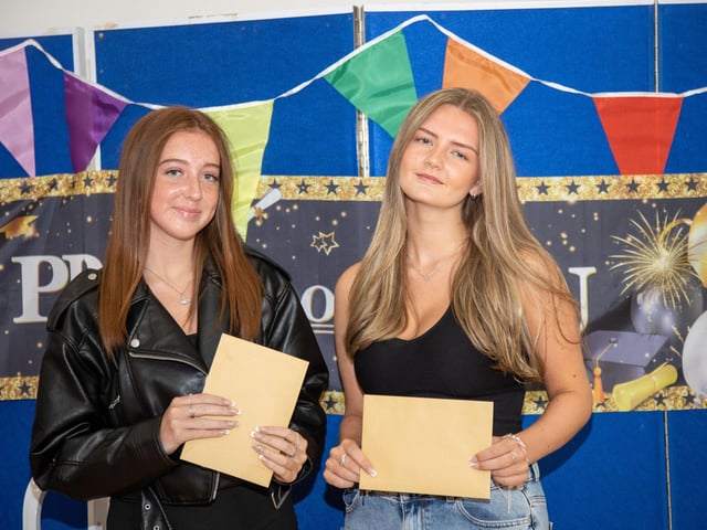 Students from Mayfield School received their GCSE results on Thursday morning.
Pictured - Grace Carter, 16 and Lily Austin collecting their results
Photos by Alex Shute