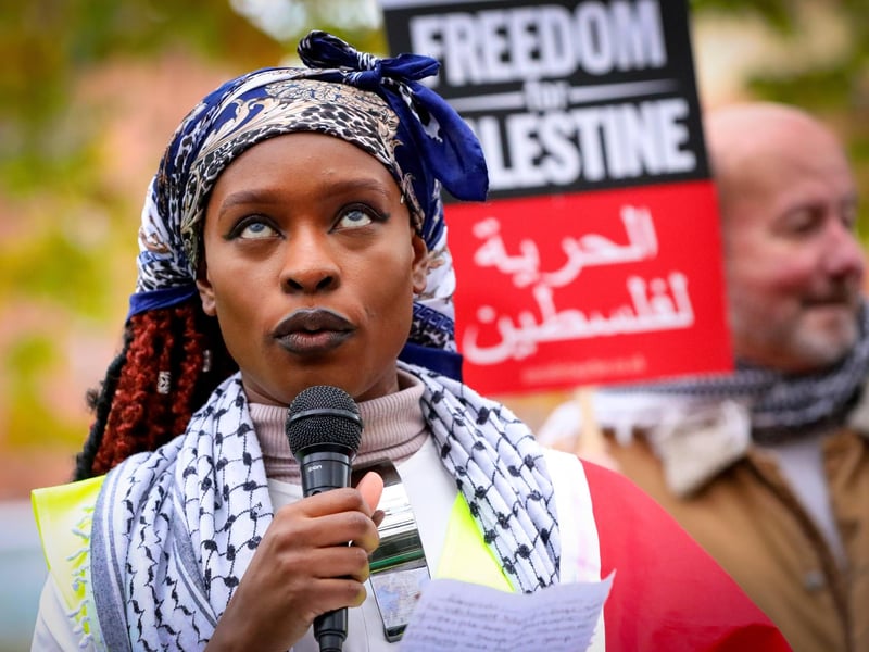 Habiba addresses the rally in Victoria Park, Portsmouth, before a Portsmouth Palestine solidarity march calling for an immediate ceasefire in the Gaza-Israel war
Picture: Chris Moorhouse (jpns 181123-27)