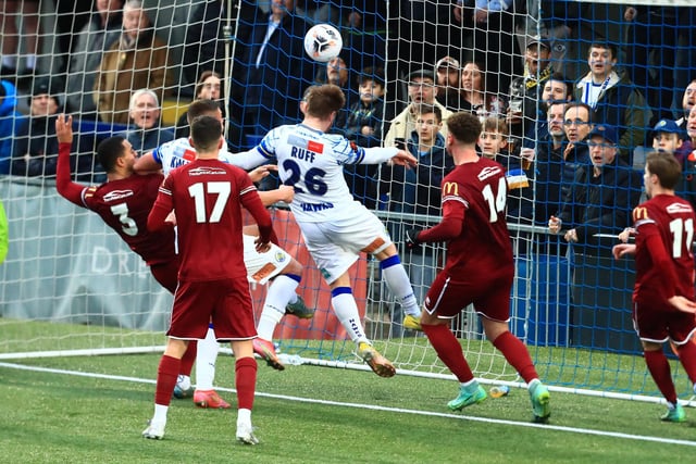 Charlie Ruff heads Hawks into the lead. Picture by Dave Haines