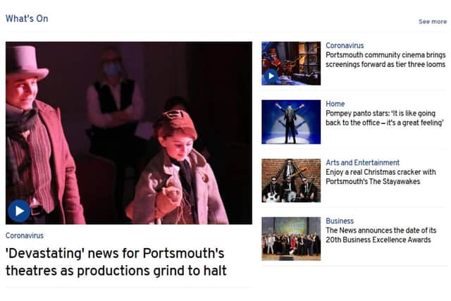 A screenshot of The News' online What's On section. Access to our entire website is included in a digital subscription.