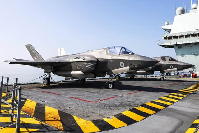 HMS Prince of Wales is at sea with embarked F35 Lightning jets from 207 Squadron. Picture: LPhot Ben Corbett